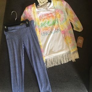 Unicorn Four piece set with matching hair tie.